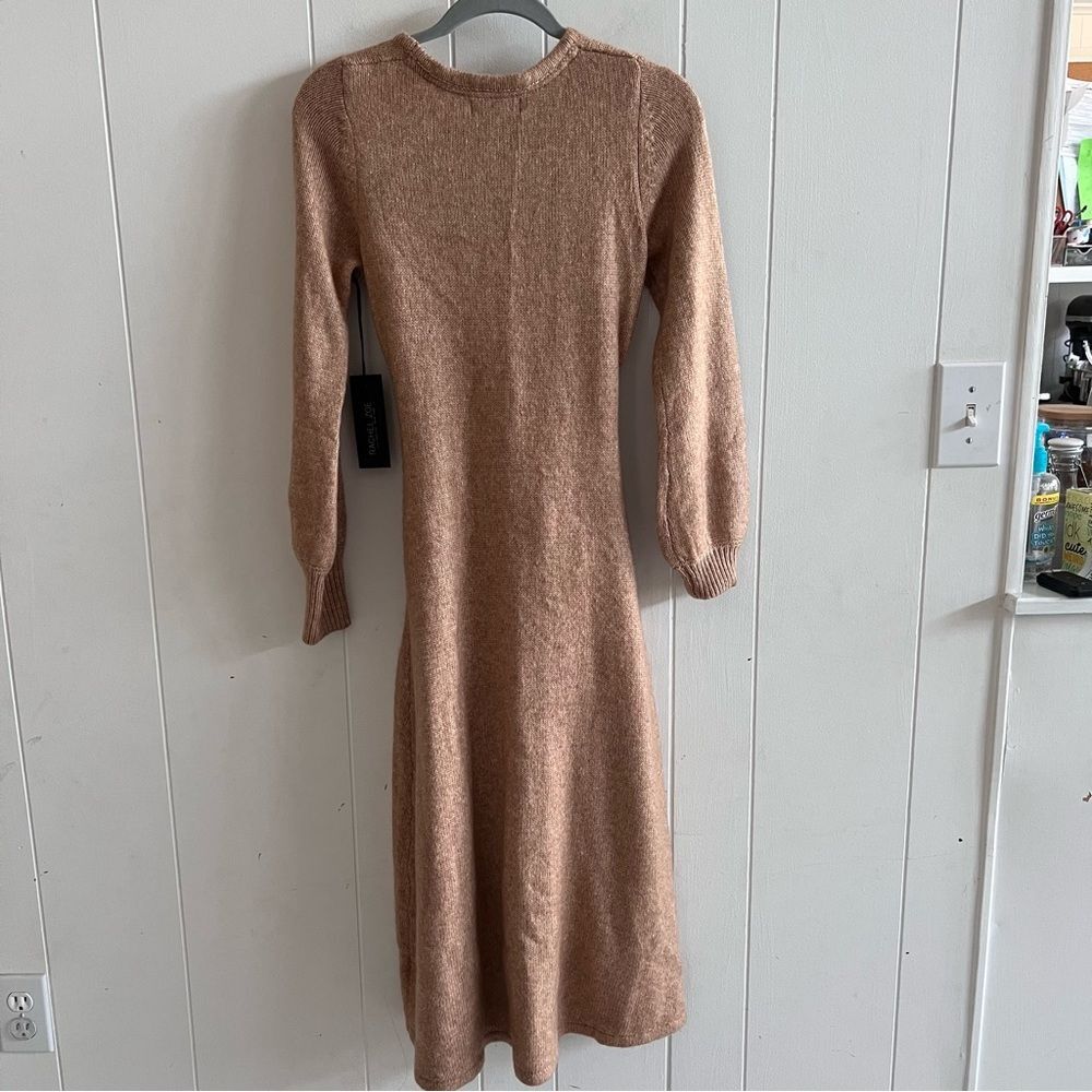 RACHEL ZOE Long Sleeve Tan Midi Dress Size Small - Picture 2 of 10
